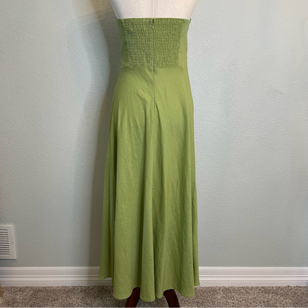 Audrey Parks for Francesca’s Green Strapless Peekaboo Twist Midi Dress | Medium - Picture 3 of 6